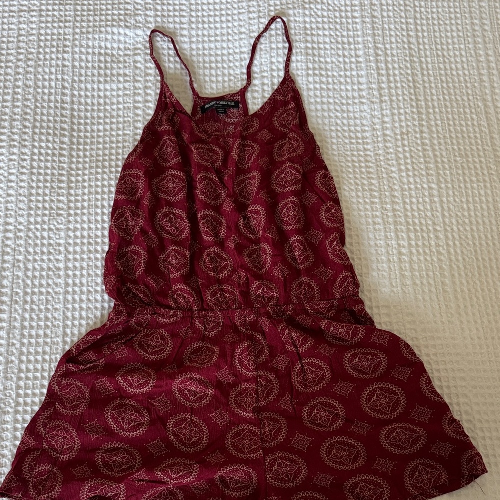 Brandy Melville Maroon Patterned Sleeveless Romper